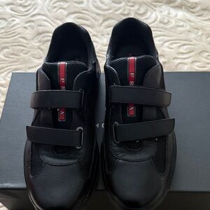 Prada Men's Black and Red Sneakers